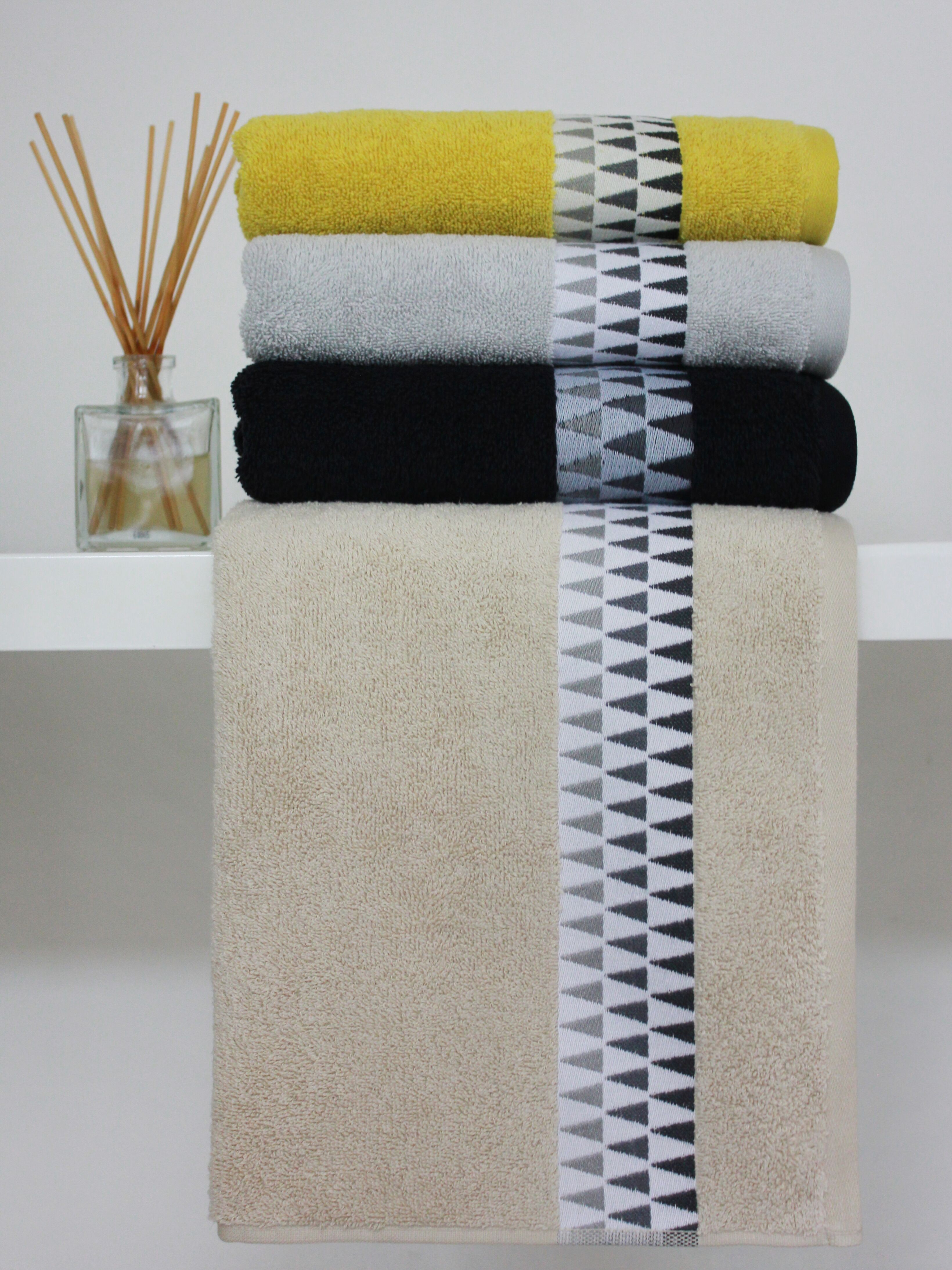 Stratus 100% Turkish Cotton Geometric Towel Range (3 Colour Options)