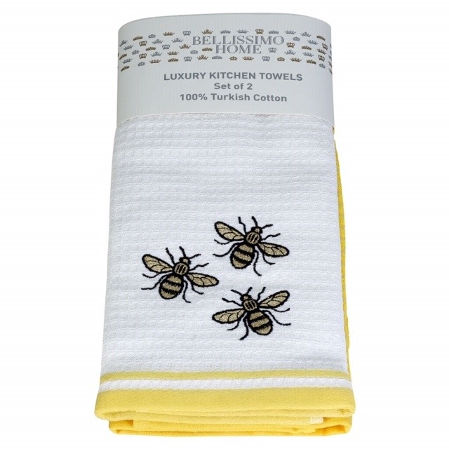 Pack of 6 Luxury 2 Pack Waffle Embroidered Tea Towels (New Design Available!)