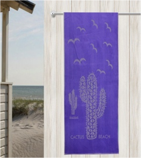 Blue Cactus 100% Velour Cotton Beach Towel
