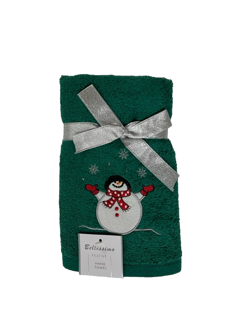 Pack of 6 Bellissimo Festive Embroidered Towel Snowman
