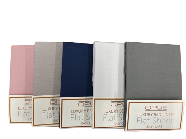 Opus Polycotton Flat Sheets (Colour & Size Options Available)