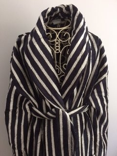 Black and Cream Velour Shawl Collar Robe (Available in 2 Sizes)