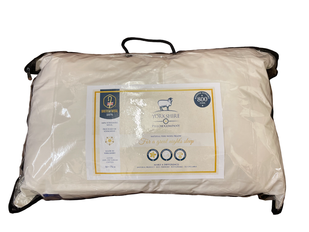 Bale of 7 100% Yorkshire Wool Pillow Medium 800g