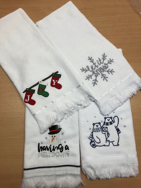 Christmas Pesh Terry Embroidered Tea Towel (3 Designs Available)