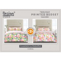 Twin Pack Flamingo/Pineapple Duvet Set (Size Options Available)