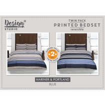 Twin Pack Mariner/Portland Duvet Set (Size and Colour Options Available)