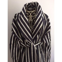 Black and Cream Velour Shawl Collar Robe (Available in 2 Sizes)