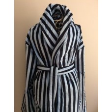 Heavyweight Velour Stripe Mens Shawl Collar Robe - XXL Available Only
