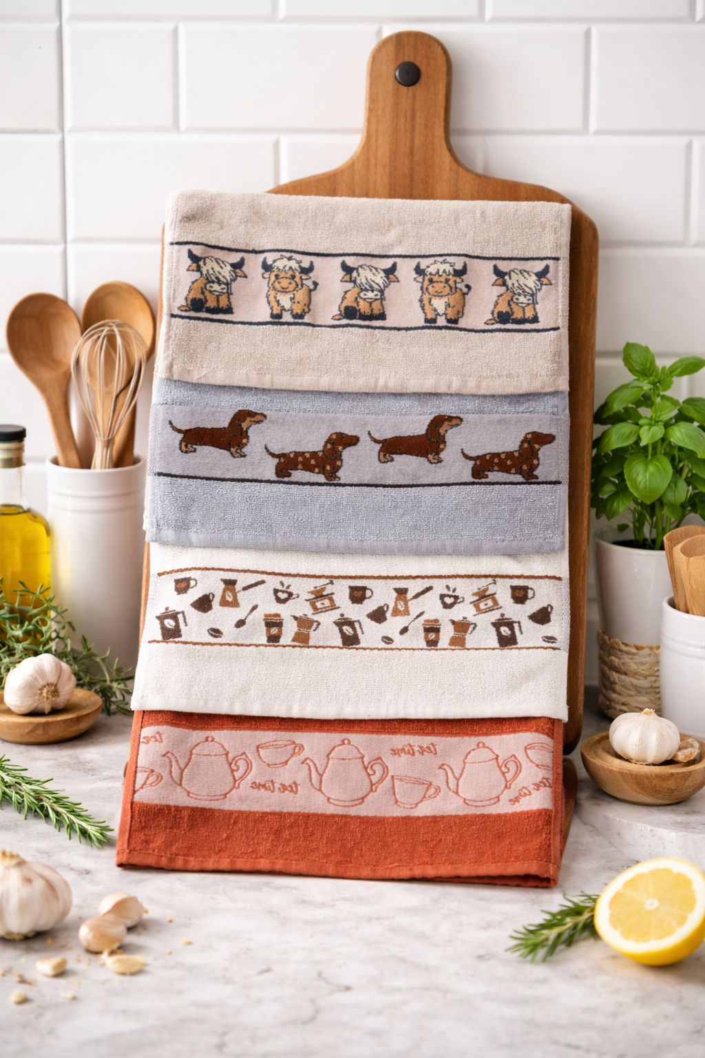 Pack of 12 Bellissimo Turkish Cotton Jacquard Kitchen Towels (Designs Available)
