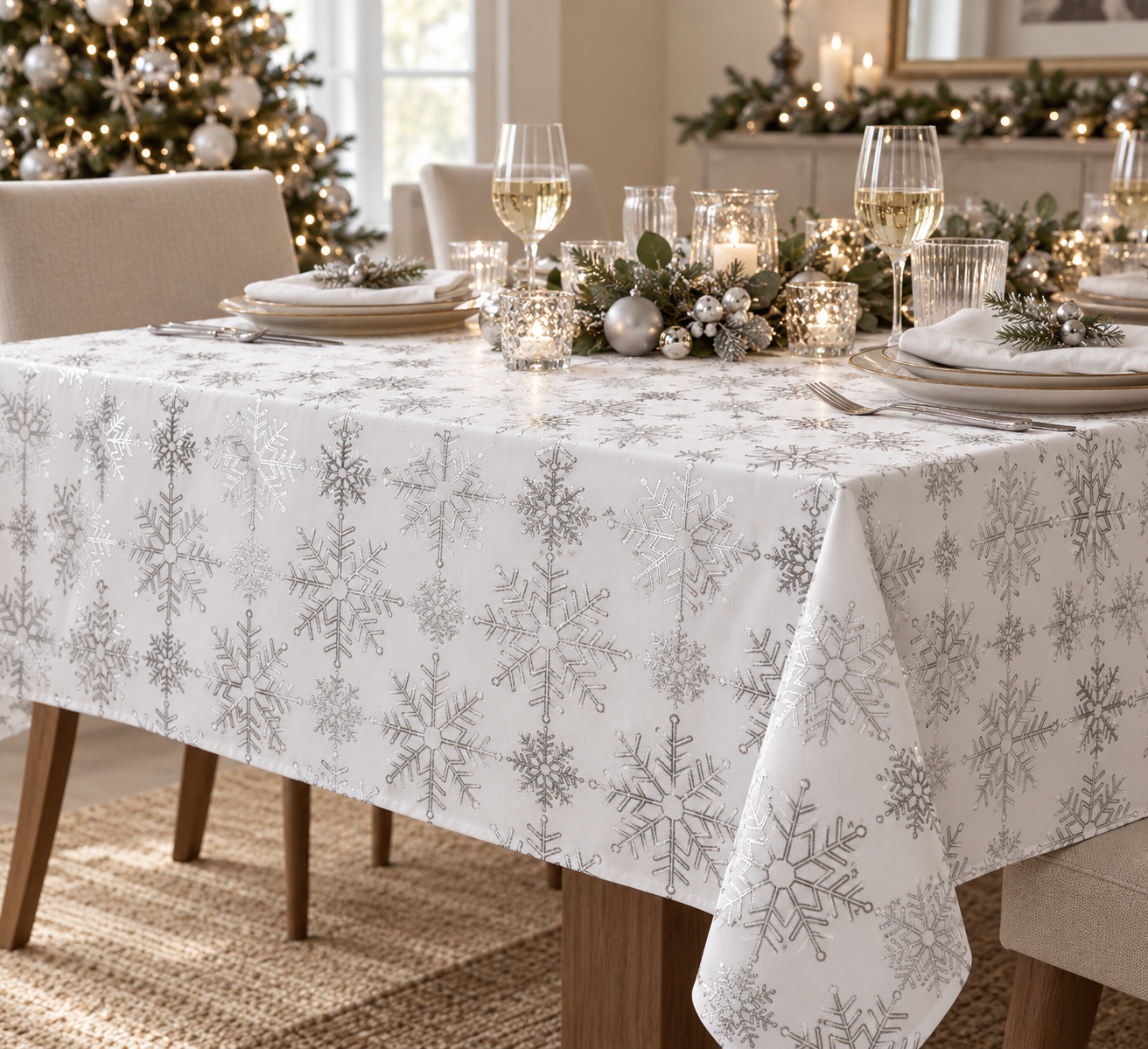 Christmas Story Luxury Snowflake Tablecloths